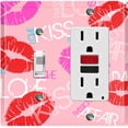 thumbnail image 1 of Metal Light Switch Plate Cover Lipstick Kisses Love Romance Pink LOV002, 1 of 13