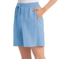 thumbnail image 2 of Collections Etc Drawstring Pull-On Knit Jersey Shorts with Side Pockets | Machine Wash, Cotton, 2 of 3