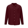 thumbnail image 2 of AherBiu Plus Size Mens Linen Shirts Long Sleeve Button down Lightweight Shirts Fall Solid Casual Beach Shirts, 2 of 5
