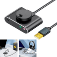 thumbnail image 2 of Tarjeta de Sonido Externa USB Puerto para Micrófono y Auriculares de 3,5 mm Convertidor de Audio Sin Controlador para Computadoras de Escritorio y Portátiles Negro-Gris, 2 of 5