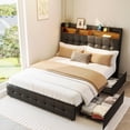 thumbnail image 2 of Kojooin Bed Frame with Headboard and 2 Storage Drawers, Upholstered Bed with LED Light and Charging Socket, 2 of 9