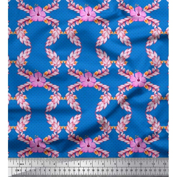 Soimoi Poly Georgette Fabric Dot,Leaves & Floral Printed Craft Fabric by the Yard 52 Inch Wide