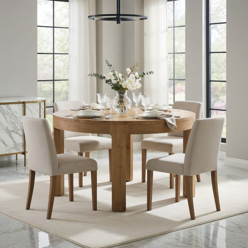 Hommoo 55 Inch Oval Solid Wood Dining Table for 4-6 People, Rustic Farmhouse Kitchen Table, Natural