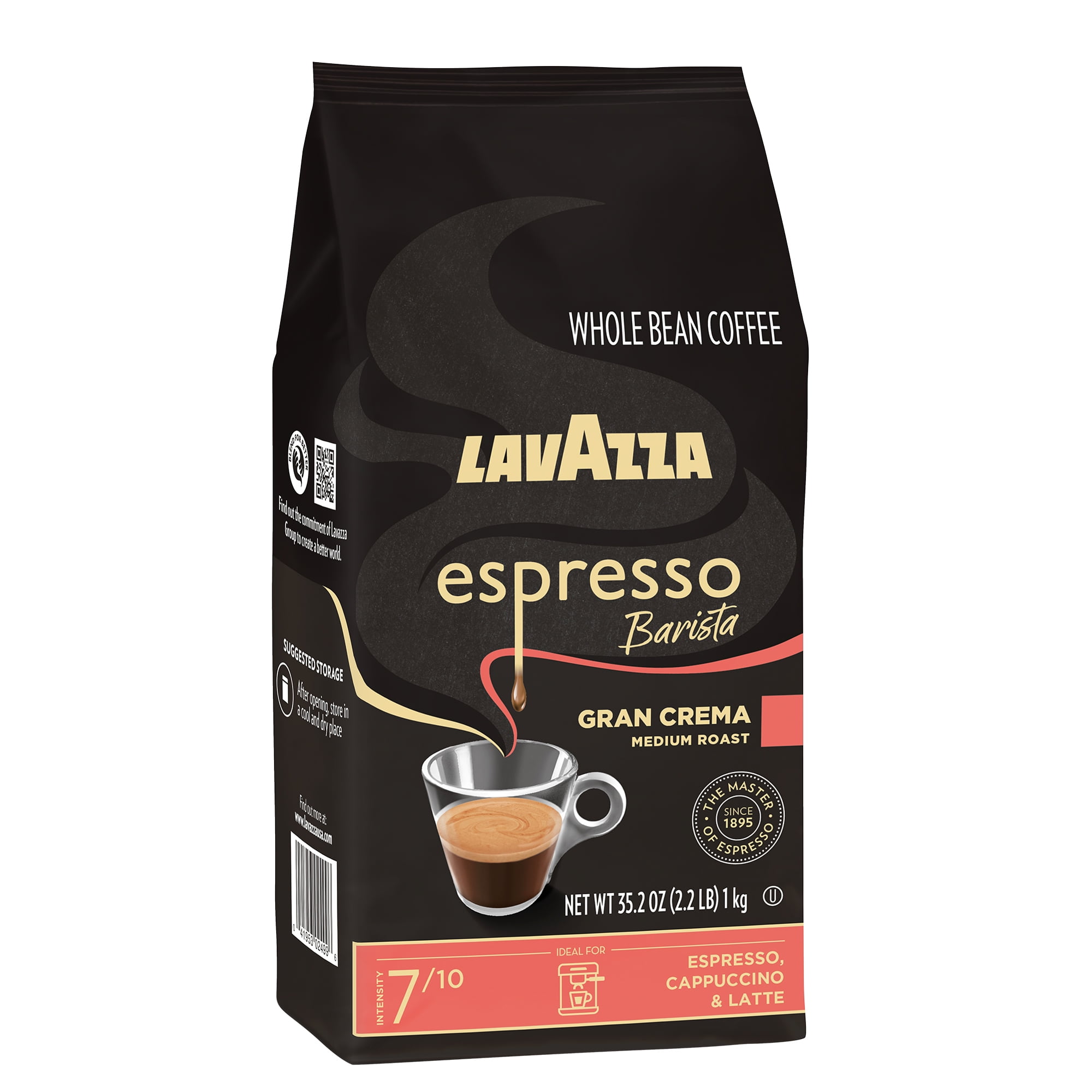 Lavazza Gran Crema Whole Bean Coffee, Dark Roast, 2.2 LB, Espresso