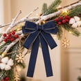 thumbnail image 5 of Lilixerw Woven Ribbon Christmas Bow, Navy Blue Multi Loop Bow With Metallic Edge Trim, 5.11x7.08 Inch, for Tree Wreath Door Stair Mantel Decoration, 5 of 6