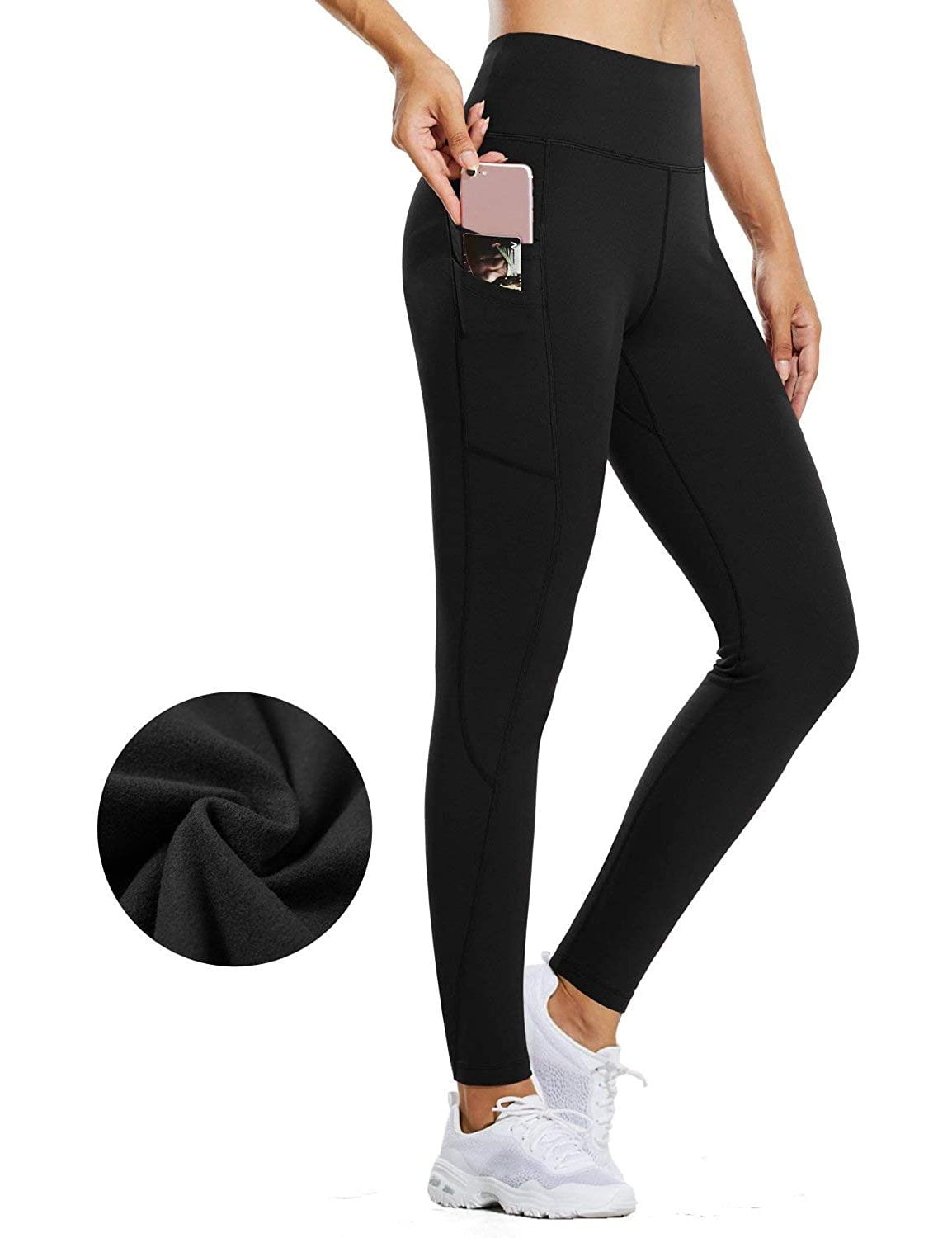BALEAF Women's Fleece Lined Winter Leggings High Waisted Thermal Warm Yoga Pants with Pockets 