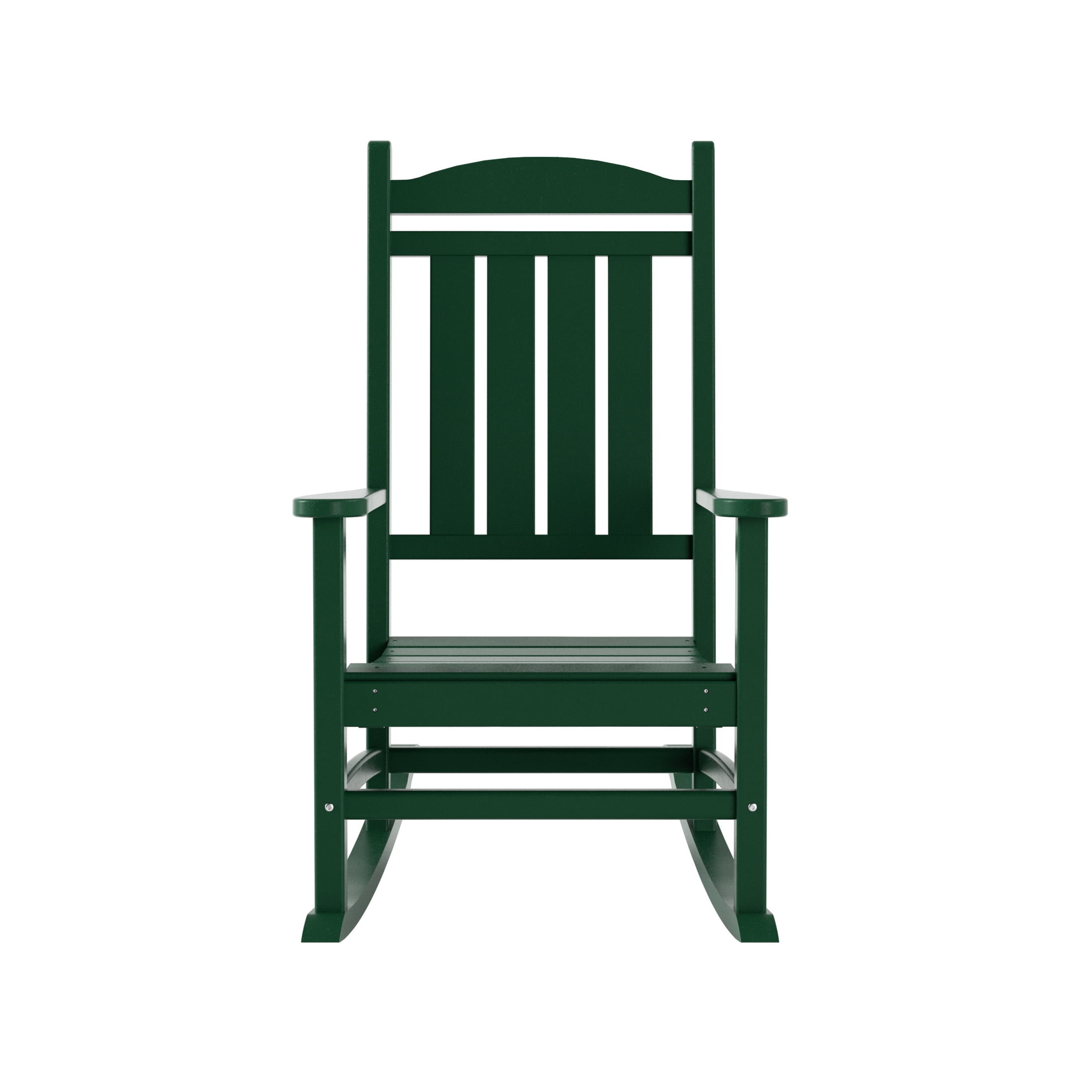 GARDEN Set of 2 Classic Plastic Adirondack Porch Rocking Chairs, Dark Green