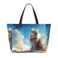 thumbnail image 2 of Rocae Blue Sky Winged Cat for Large Women's Waterproof Beach Bag Tote with 7 Pockets Pool Bag for Travel Gym Vacation, 2 of 6