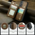 thumbnail image 6 of Feishell for Samsung Galaxy A15 Case with Card Holder, Wallet Case for Women Men with RFID Blocking, Durable PU Leather Kickstand Magnetic Clasp Shockproof Phone Case,Brown, 6 of 9