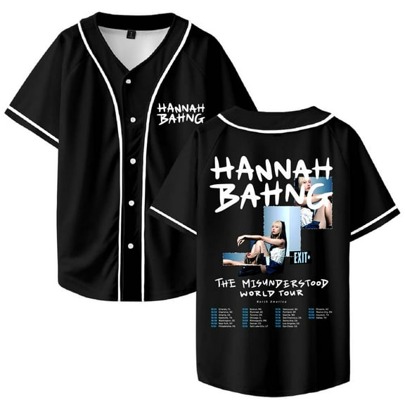 Hannah Bahng The Misunderstood Tour 2025 Baseball Jersey Shirt V-Neck Women Men Short Sleeve Streetwear Clothes