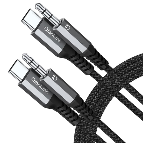 Cable de conector auxiliar de audio USB C a 3,5 mm, paquete de 2 unidades, 1 m, QianLink