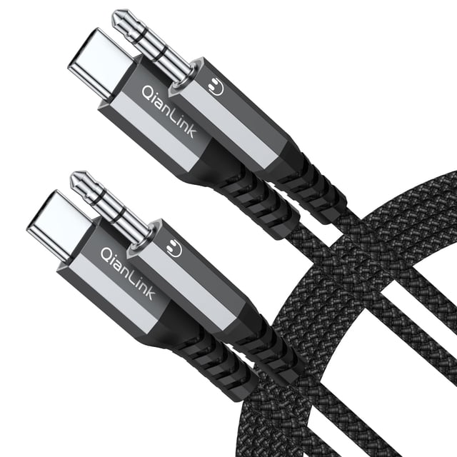 Cable de conector auxiliar de audio USB C a 3,5 mm, paquete de 2 unidades, 1 m, QianLink