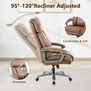 CLATINA Ergonomic Big and Tall Executive Office Chair with Upholstered Swivel 800lbs High Capacity Adjustable Height Thick Padding Headrest and Armrest for Home Office Beige