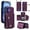 Deep Purple, variant on Furiet Wallet Case for iPhone 17 6.3 inch with Tempered Glass Screen Protector Slim Purse Shoulder Strap Luxury PU Leather Card Holder Stand Phone Cover for i Phone17 i17 17Case Women Men Purple