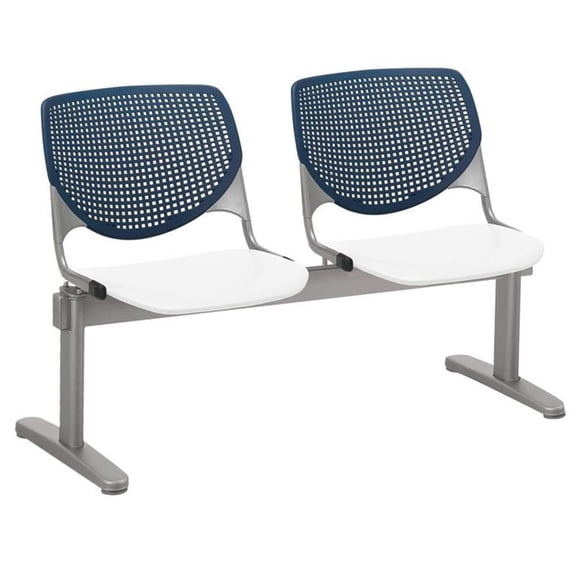 KFI Studios KOOL 2 Seat Reception Bench, White Seat, Navy Back
