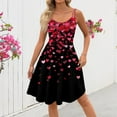 thumbnail image 4 of Women's Valentines Dress Retro Sleeveless Spaghetti Strap Party Dress 2026 Trendy Swing A-Line Flare Dresses Hot Pink 2XL, 4 of 4
