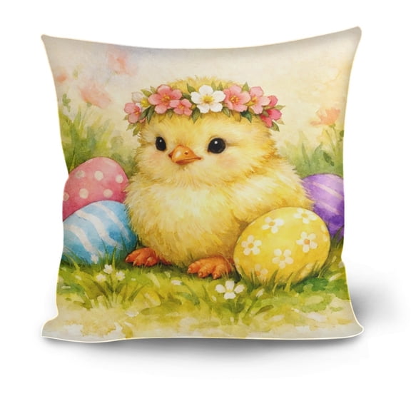HuiXinOu Easter Pillowcase 17x17 Inches， Holiday Draw On Pillow Cover for Kids， Removable Decor for Sofa Bedroom， Spring Festival Gift for Women Men Family