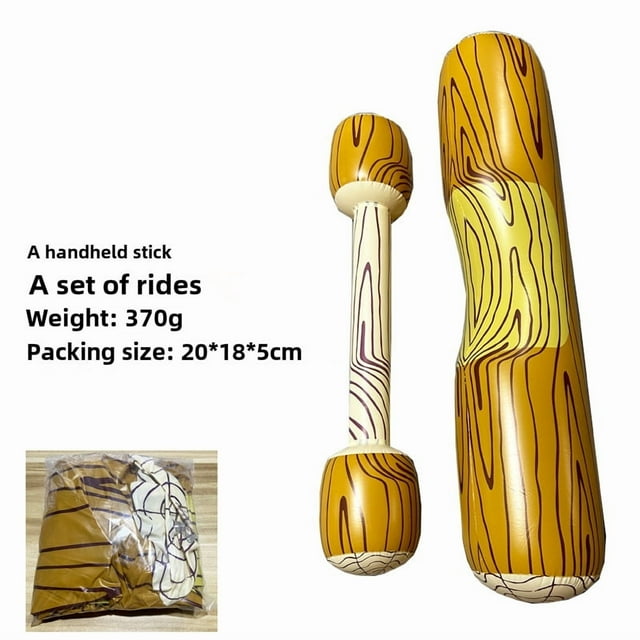Vintage Wooden Pattern Inflatable Water Game Set for Adults - 2-Piece Interactive Floating Toys with 137x35cm Seat & 115x20cm Rods, Durable Portable PE Bag-Packed Fun Activities