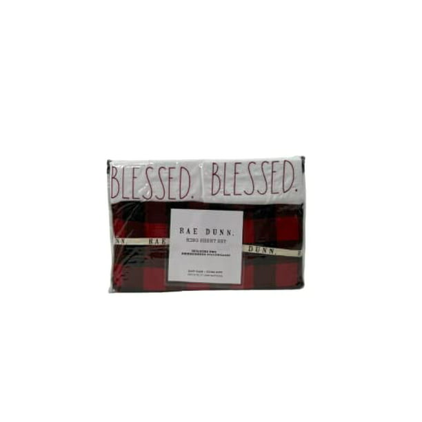 Rae Dunn King Sheet Set. Blessed red and Black Buffalo Plaid - Walmart.com