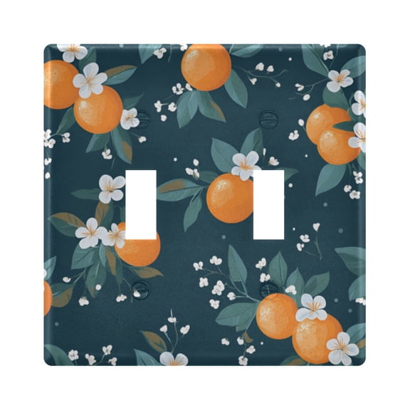 Yayeee Toggle Light Switch Wall Plate 2-Gang 4.56"x4.48" Decorative Outlet Cover, Blue Oranges