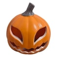 thumbnail image 2 of Opehuo Halloween Pumpkin Lantern Decor with Spooky Face-Plastic Hollowed-out Pumpkin Lights Statue for Front Porch,Party,Front Door,Vintage Classic Pumpkin Lights For Fireplace Mantle,H, 2 of 6