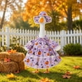 thumbnail image 4 of Fall Porch Goose Pumpkin Outfits,23 Inch Pumpkins Ghost Pattern Decor Dress with Summer Wide-brim Hat for Front Porch Yard Decor,Garden Landscape,Holiday Outdoor Atmosphere Layout,Purple, 4 of 7