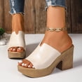 thumbnail image 3 of Dakaela Women's Chunky Heeled Sandal Leather Platform Wedge Slides Arch Support Dress Slip on Pumps, 3 of 7