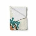 thumbnail image 2 of Explore Soft Flannel Fleece Blanket, Hand Lettering Words on Traveling with Mountain and Forest Silhouette, Cozy Plush for Indoor and Outdoor Use, 60" x 80", Teal Beige Burnt Orange, by Ambesonne, 2 of 6