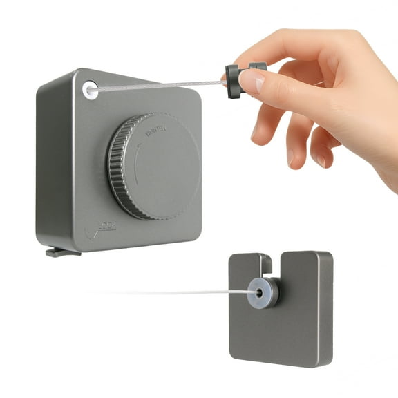 1pc Retractable Clothesline 15.7ft - Square Space-Saving Design, Durable Wire Rope for Home, Bathroom, Balcony - Easy Install Laundry Drying Rack, Indoor/Outdoor Use (Black)