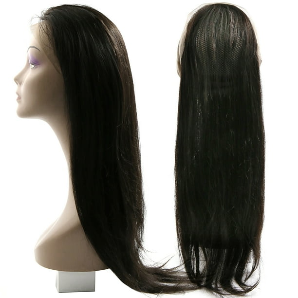 9A Vierge Brésilienne Extension de Cheveux Humains Droite 20" 360 Fermeture à Lacets