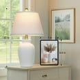 thumbnail image 2 of 22" White Ceramic Modern Table Lamp with Ginger Jar Design - for Living Room,Dining Room,Bedroom,Office,Nightstand,End Table, 2 of 7