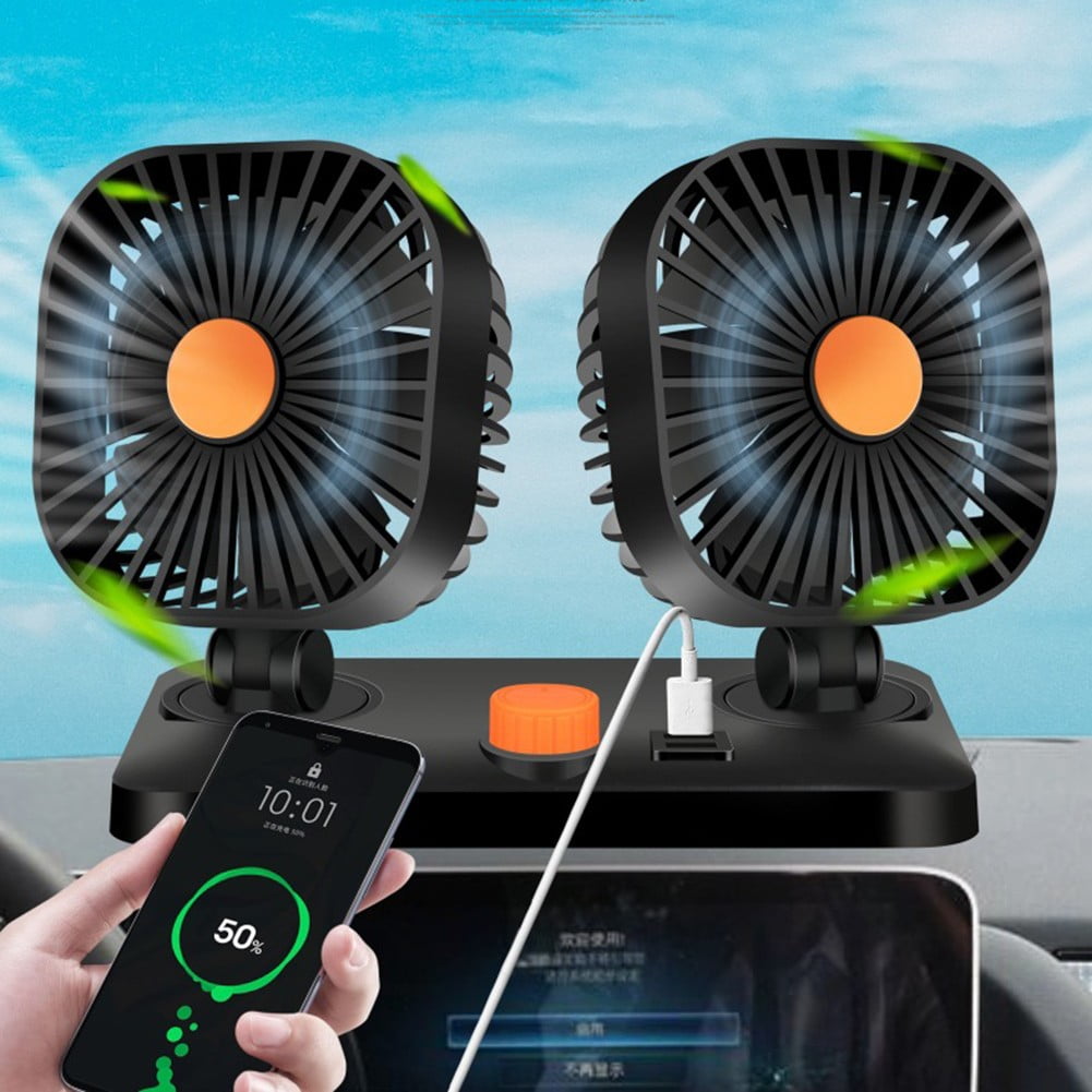 Car Fan Cooling 12V 24V Car Fan Dual Head Usb Car Fan 2 Speeds Double Fan