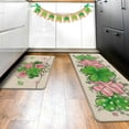 thumbnail image 6 of St. Patrick''s Day Lucky Clover Kitchen Rugs Set of 2, Pink Shamrock Mason Jar Eucalyptus Leaves Kitchen Mats Decor, Butterfly Irish Holiday Floor Door Mat Home Decorations -17x29 and 17x47 Inch, 6 of 6