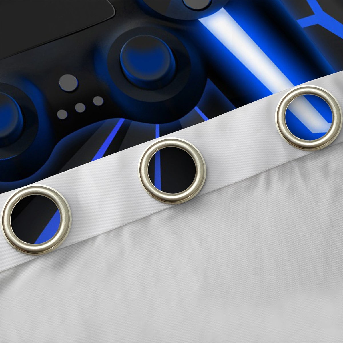 Gaming 30%-50% Blackout Curtains Video Game Gamer Console Curtains Black And Blue Gaming Curtains & Drapes, Gamer Gamepad Controller Window Curtains 38Wx45L
