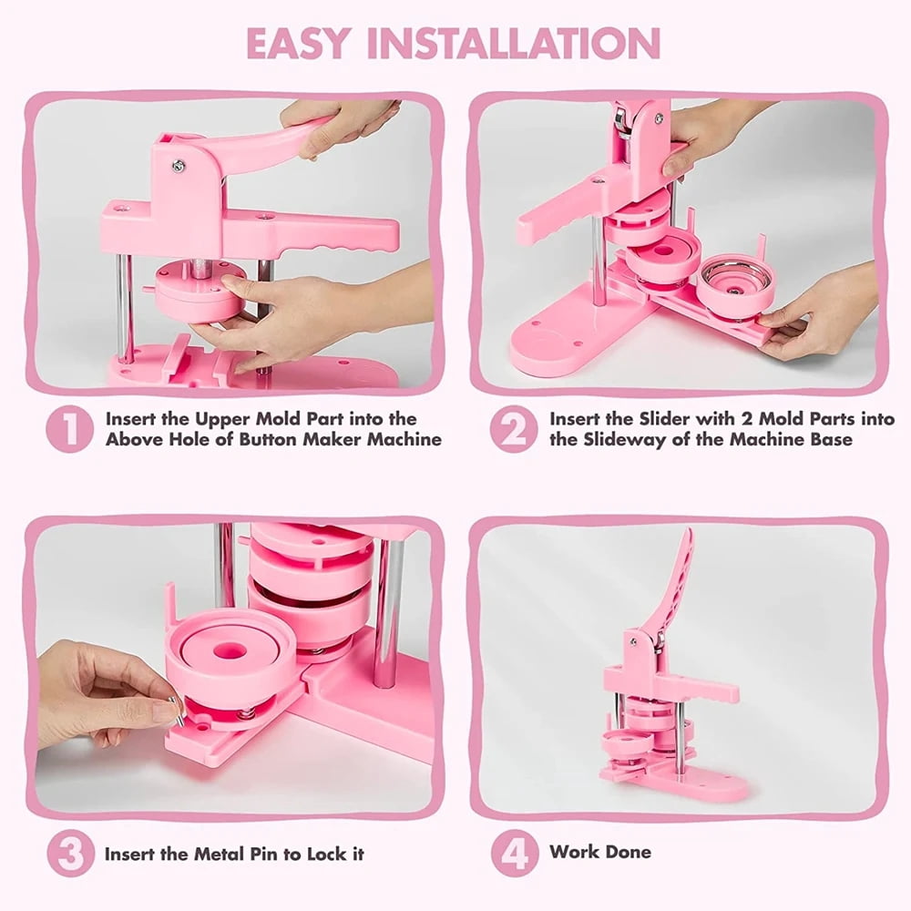 Badges Button Maker Machine Set, 25+32+58MM Pin Badges Punching Press ,Beginner-Friendly