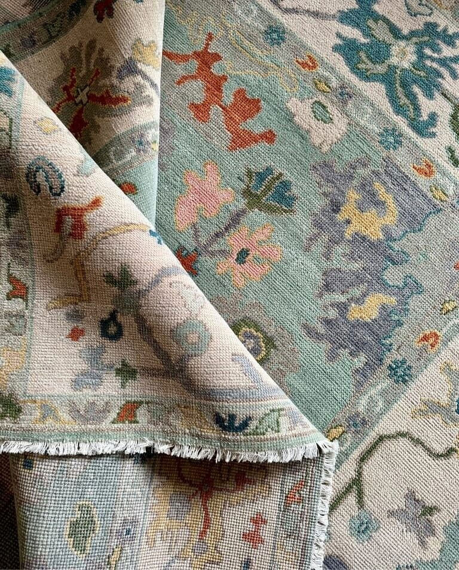 Hand Knotted Carpet 8x10, 9x12, 10x14, 100% Wool Oushak Wool Area Rug Turkish Rug For Living Room Bed Room