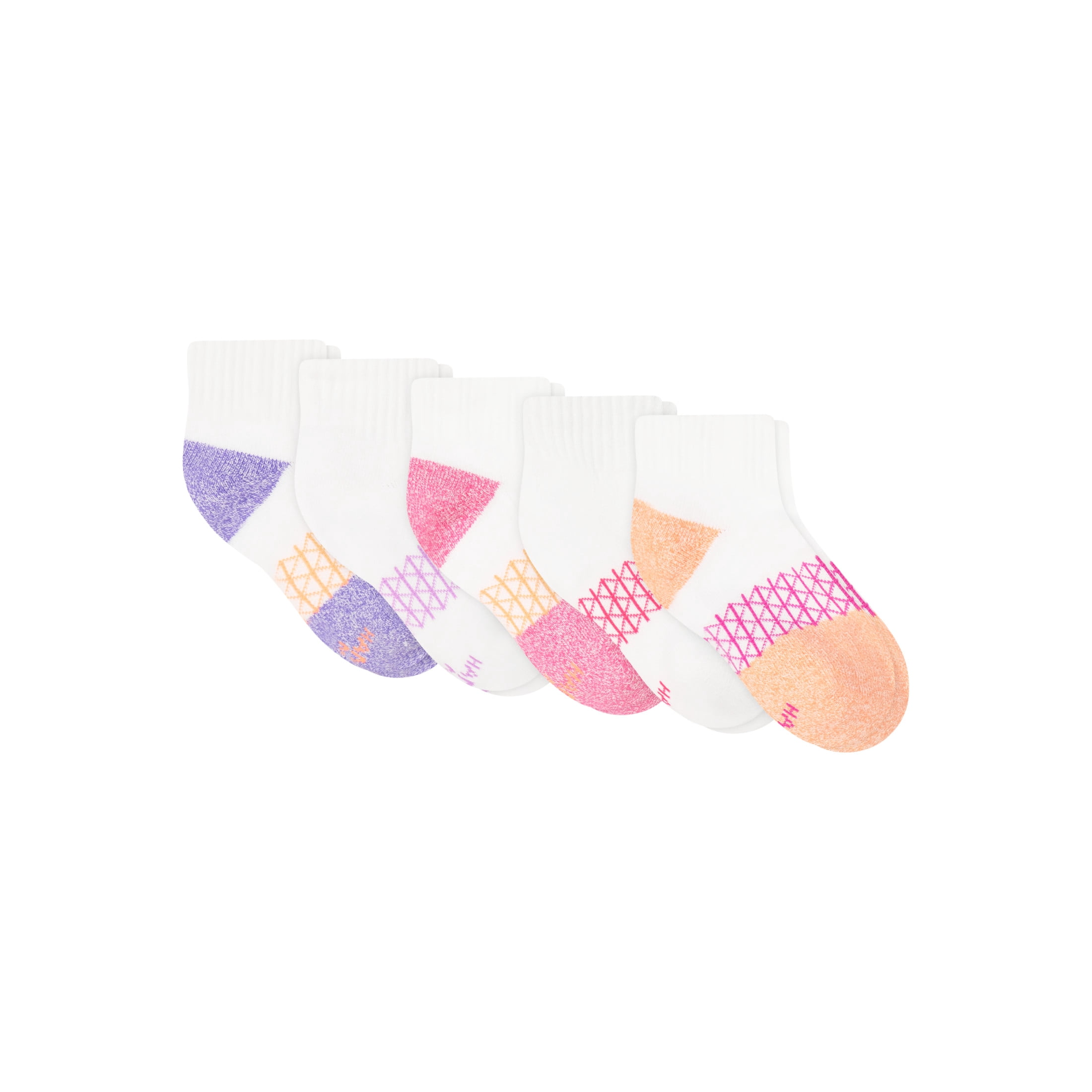 Hanes Girls Ankle Socks Value Pack, 5-Pack, Absolute Active Ankle Socks for Girls