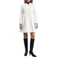 thumbnail image 2 of Abrigo de cuello alto INSPIRE CHIC para mujer, abrigo de invierno de manga larga de doble botonadura, L blanco, 2 of 5