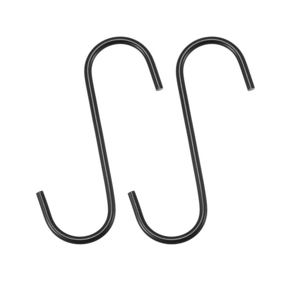 Uxcell S Hanging Hooks, 4inch/110mm Extra Long Carbon Steel Hanger, Black, 2Pack