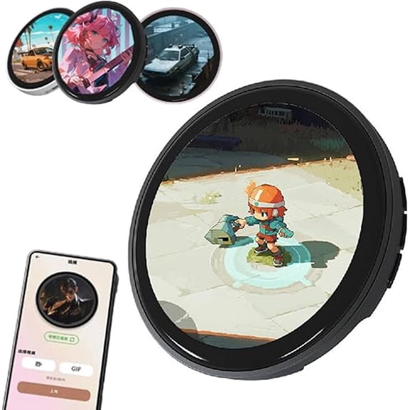Digital Displayed Pixel Badge Pin, 1.85'' HD Display Badge Magnetic Cute Pin with Videos/Photos Display via Bluetooth, Screen Badges Button for Anime Fans, Football Fans & Gifts