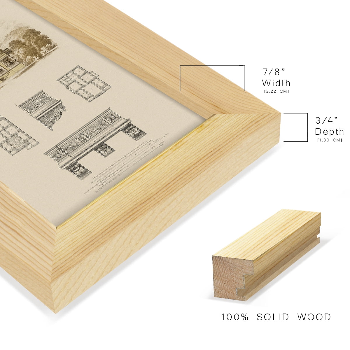 Estate and Plan I -Framed Print w/glass-Natural Wood