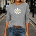 thumbnail image 6 of Floral Tshirts for Women 3/4 Sleeve Casual Tunic Shirts Crew Neck Loose Summer Fall Going Out Outfits Gray, 2XL, 6 of 6