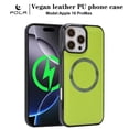 thumbnail image 3 of for iPhone 14 Pro Max Magnetic PU Leather Case, Compatible with MagSafe, Classic Wireless Charging Shock Absorbing Ultra Slim Grip Friendly Drop Protective Back Cover, Green, 3 of 9