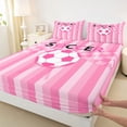 thumbnail image 4 of Erosebridal Pink Geometric Stripes Queen Sheet Sets,Football Sport Game Soccer Ball Theme Kids Bed Set 4pcs, 4 of 6