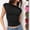 Black, variant on Women's Short Sleeve Top, Cute Slim Fit Casual T-Shirt, Trendy 2026 Summer Fashion Blouse For Daily Street Holiday Wear White L
