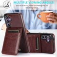 thumbnail image 5 of MYKOMI Phone Case for Samsung Galaxy S23 FE Gaxaly S 23 FE 5G with HD Screen Protector Credit Card Holder Wallet Cover Stand Leather Cell Accessories S23FE5G S23FE 23S G5 Women Men Brown, 5 of 7