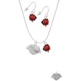 thumbnail image 2 of Delight Jewelry Silvertone Believe Banner on Clear Crystal Heart Red Lucky Ladybug Necklace and Dangle Earrings Set, 2 of 6