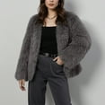 thumbnail image 5 of Stichou Womens 2025 Winter Coats Fluffy Cropped Faux Fur Jacket Long Sleeve Open Front Shaggy Outerwear Trendy Clothes Dark Gray XL, 5 of 9
