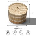 thumbnail image 5 of Dumpling Steamer , With Traditional Design , 2 Tier , Bamboo Basket , Kit Large , Vegetable Steamer Basket , For Cooking Your Favorite Bun Steamer ,Bamboo Steamer 10 Inch ,Steam Basket Bamboo, 5 of 5