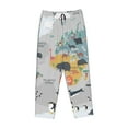 thumbnail image 4 of Disketp The World Map With Cartoon Animals Print Women'S Comfy Pajama Pants Casual Drawstring Palazzo Lounge Wide Leg Pants, 4 of 9